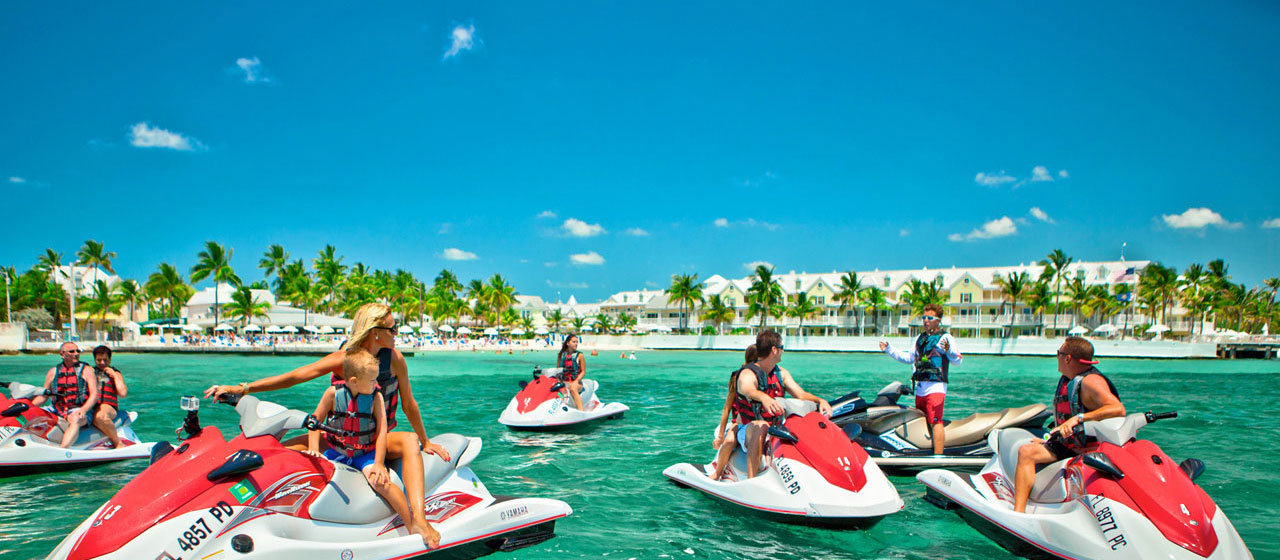 Photo of a group of people on a jet ski tour in Key West while on vacation