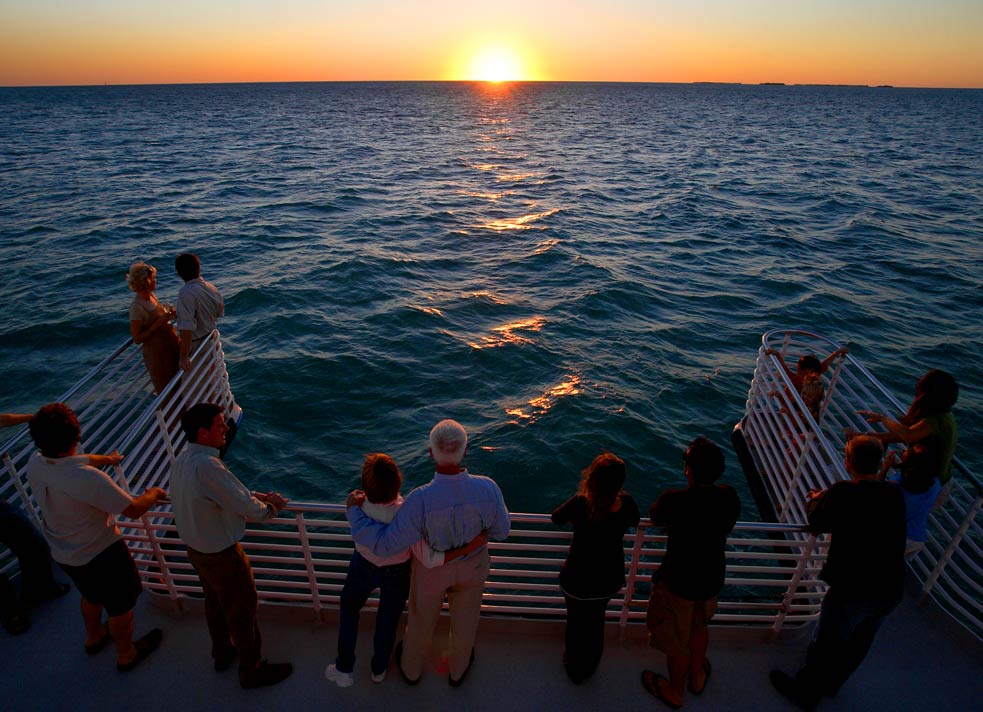 People watching the sunset on the sunset sail